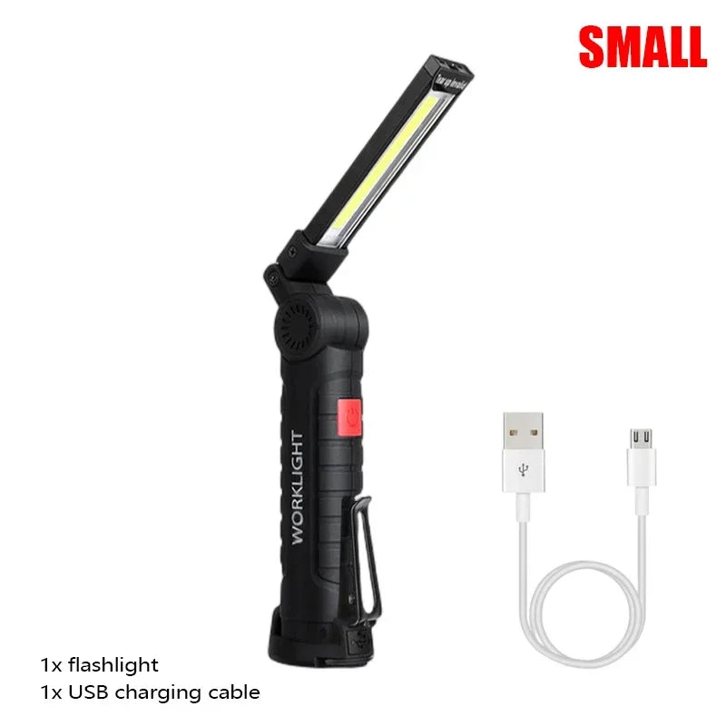 Portable COB LED Flashlight – USB Rechargeable Magnetic Work & Camping Lantern